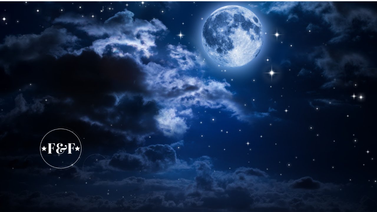 A moon in the night sky to signify music to help you sleep